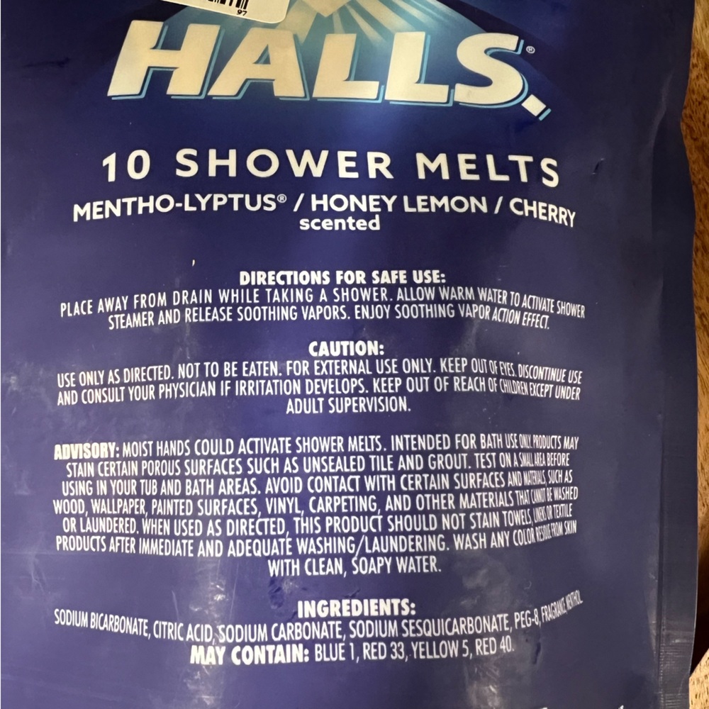 Halls Shower Melts Steamer 10 Tablets Soothing Vapors Infuses Cherry Honey Lemon - Picture 2 of 4